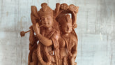 Divine Love: Hand-Carved Wooden Radha Krishna Sculpture with Intricate Detailing